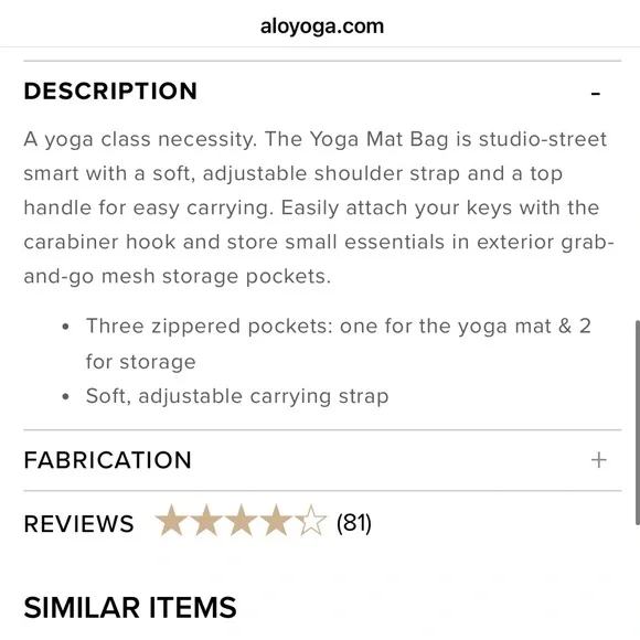 BRAND NEW Alo Black Yoga Mat Bag — NEVER USED - Picture 7 of 13